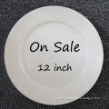 Wholesale 12 Inch Pure Ivory Creamy White Porcelain Charger Plate Dish On Sale